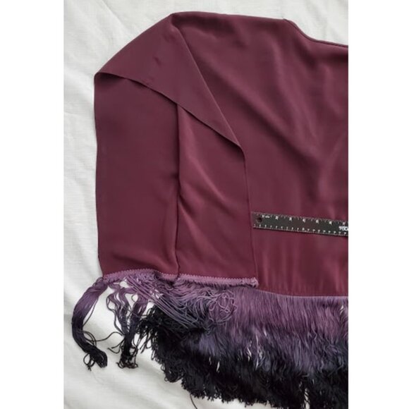 Karina Grimaldi Silk Ombre Handkerchief Fringe Flowy Tunic Top Sz S Boho-Luxe - Picture 6 of 11
